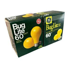 Lot Two Boxes Vintage Bug Lights Ge 60 Watt Yellow General Electric New Old